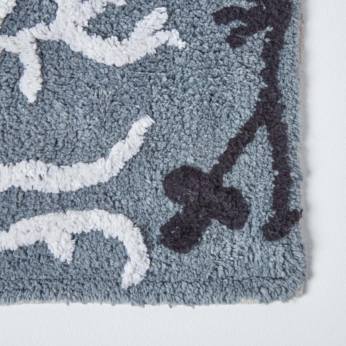 BADEMATTE 50/80 cm Damast-Muster, Baumwolle - Grau, Textil (50/80cm) - Homescapes