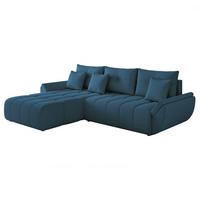 ECKSOFA ARO mit Schlaffunktion und Bettkasten Marineblau - Schwarz/Dunkelblau, Kunststoff/Textil (280/190cm) - Idohome
