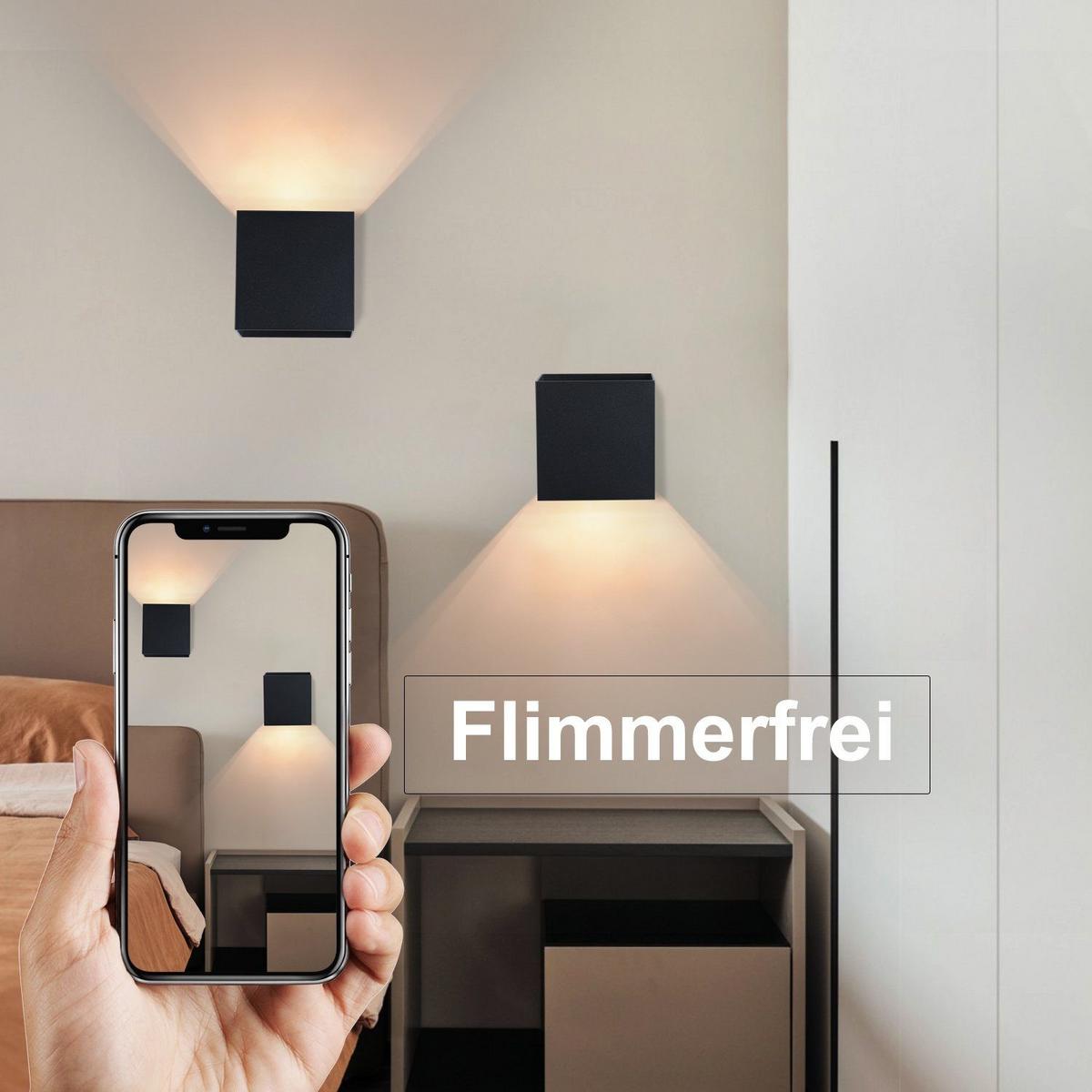 LED-WANDLEUCHTE Glowlight 10/10/10 cm - Schwarz, Metall (10/10/10cm) - ZMH