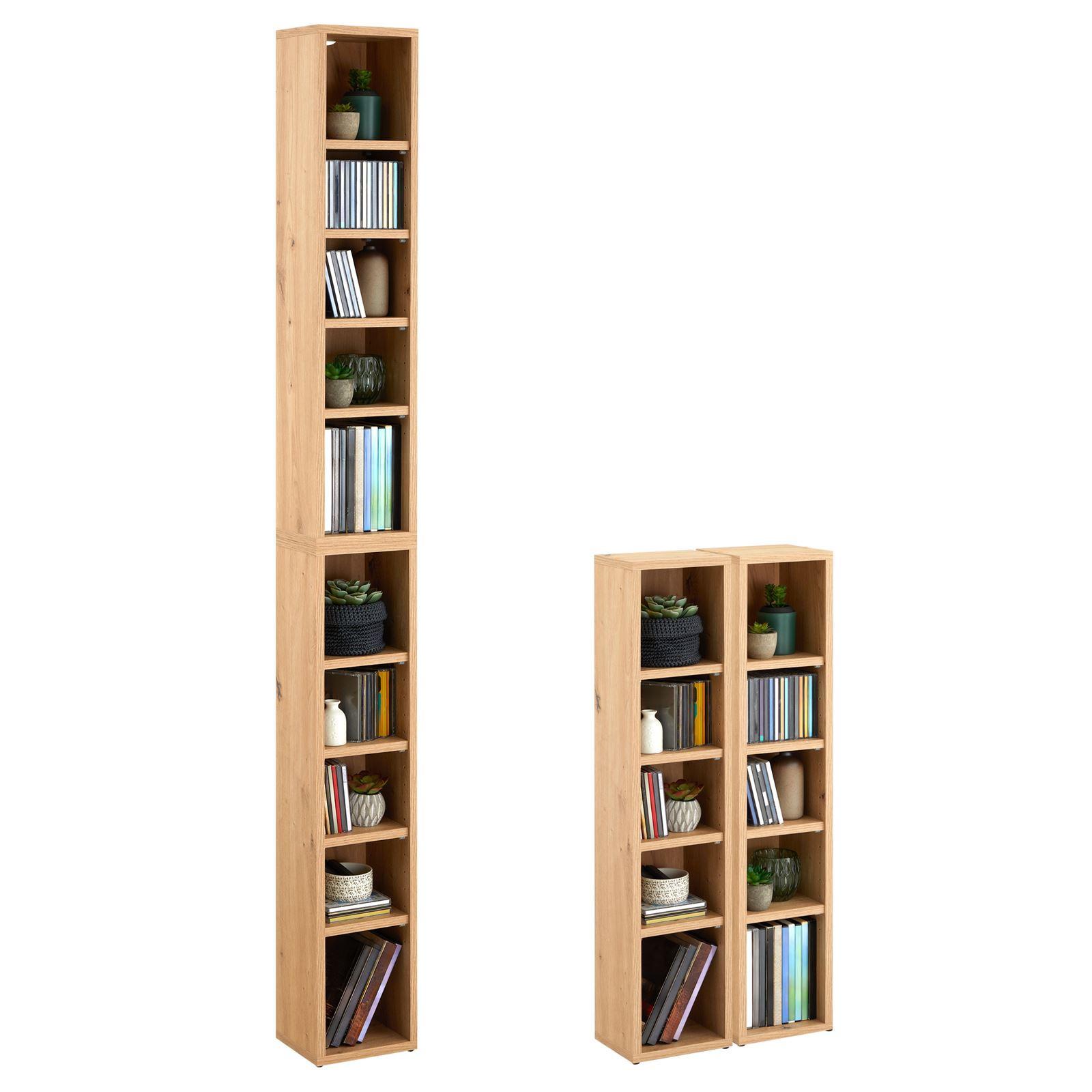 CD/DVD- REGAL CHART Asteiche - Eiche Artisan, Holzwerkstoff (20/186/17cm) - CARO-Möbel