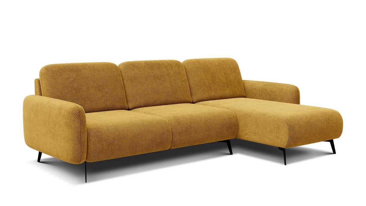 ECKSOFA FEBE 4-Sitzer rechts, dunkelgelb - Gelb/Schwarz, Holz/Textil (264/157cm) - Wozimo