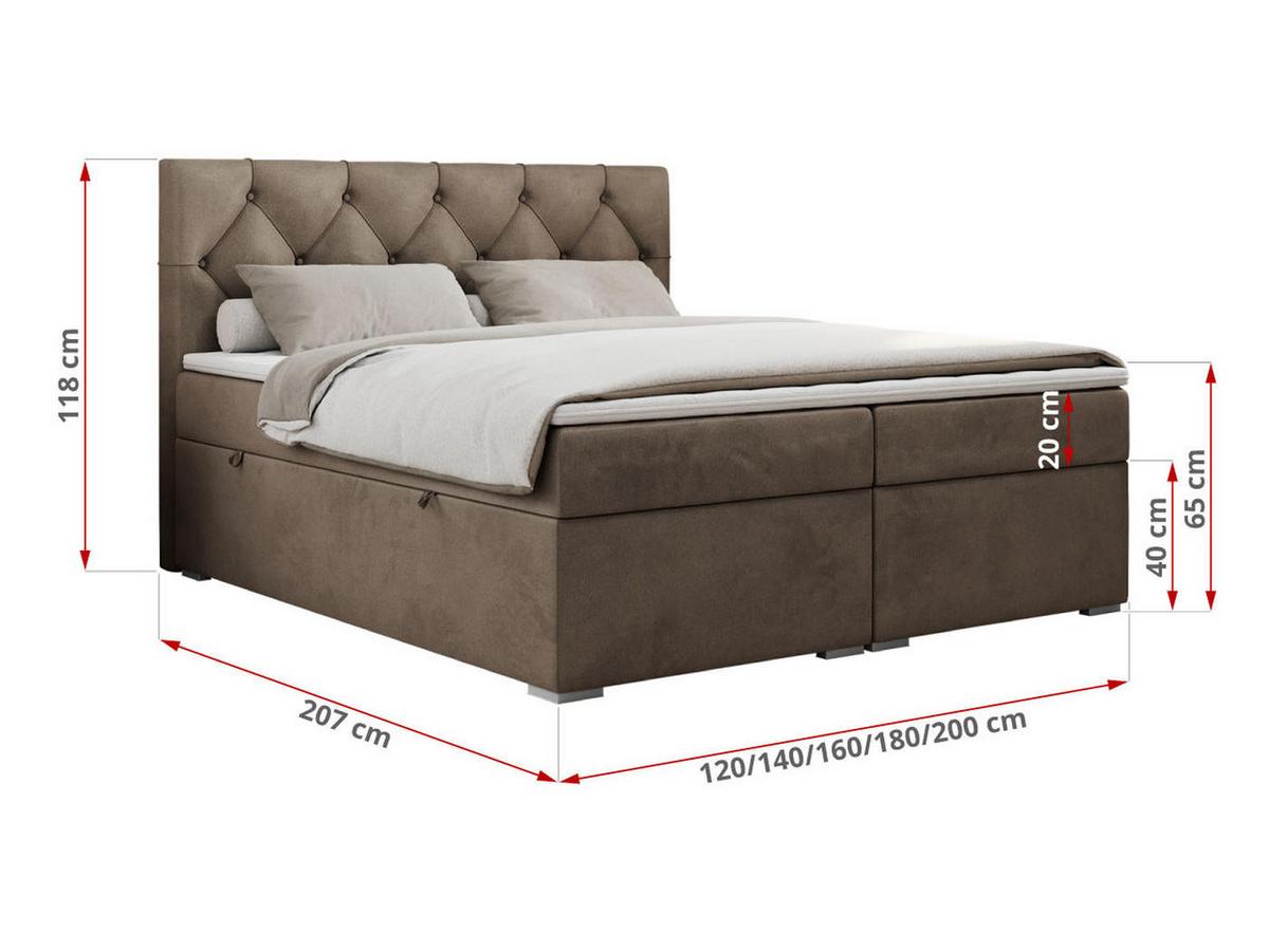 BOXBETT ALDA 180/200 Braun Velvet - H4 - Braun, Holz/Textil (180/200cm) - MKS