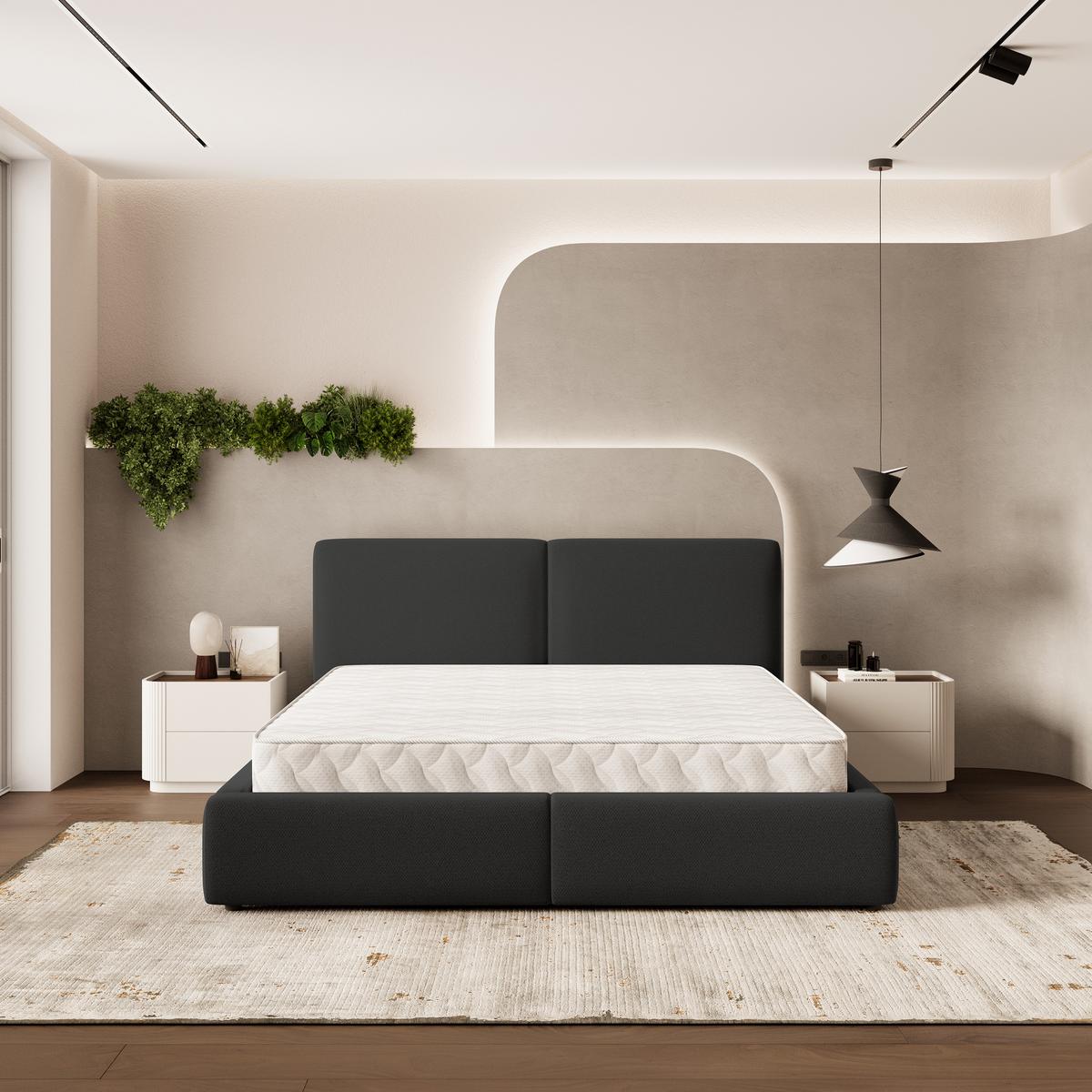 POLSTERBETT FELURO SR 200x200 cm mit Bettkästen - Schwarz - Schwarz, Holz/Textil - MASSENO