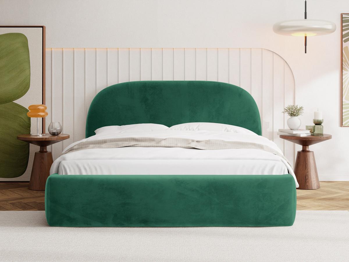 POLSTERBETT Puro mit Bettkasten, Smaragdgrün Samt 120 x 200 cm – mit Metall-Lattenrost - Smaragdgrün/Birkefarben, Kunststoff/Textil (120/200cm) - WFL GROUP
