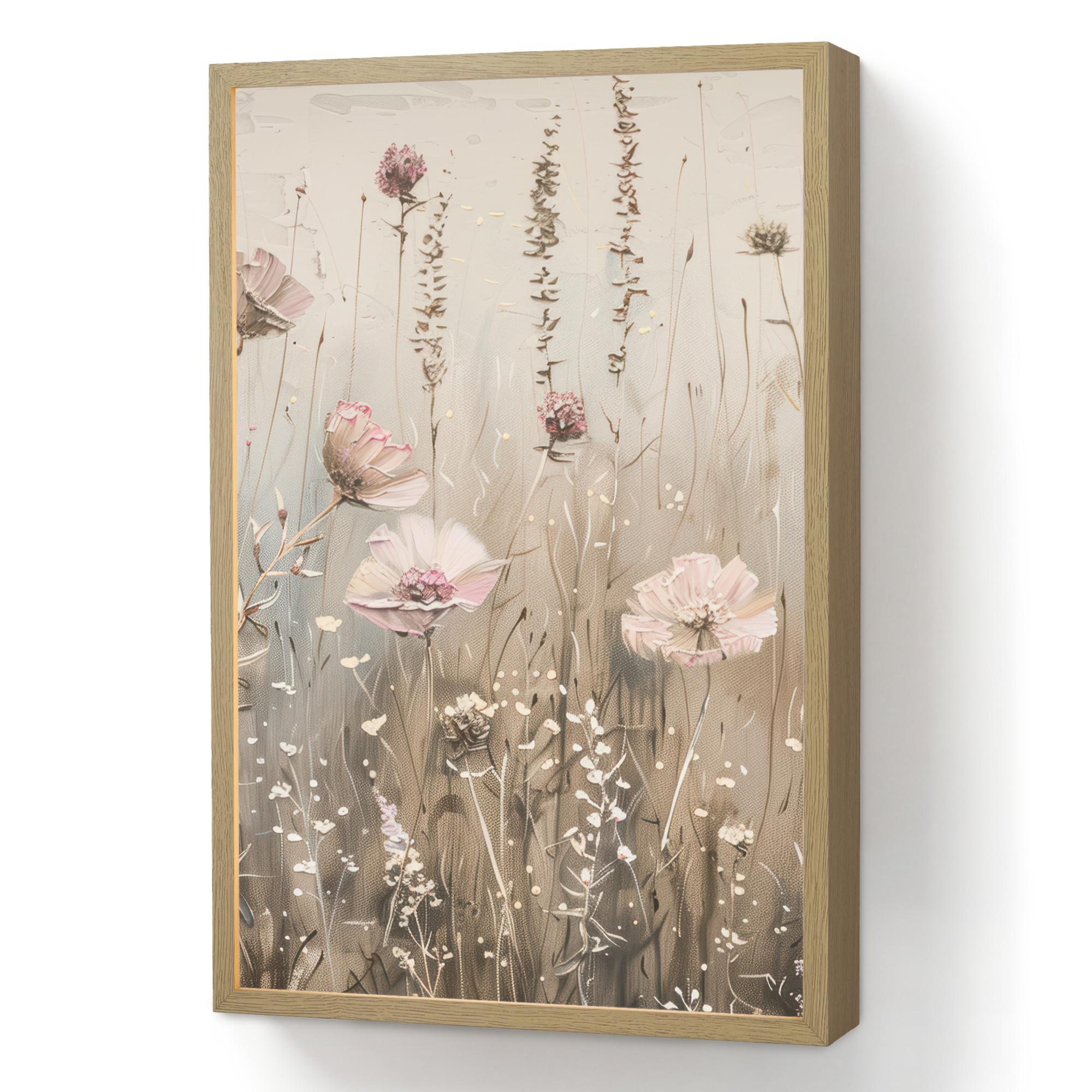 WANDLEUCHTE MIT AKKU Blumen - Rosa - Modern - Beige 40x60 cm - Altrosa, Holzwerkstoff (40/60/8cm) - OnlyWow