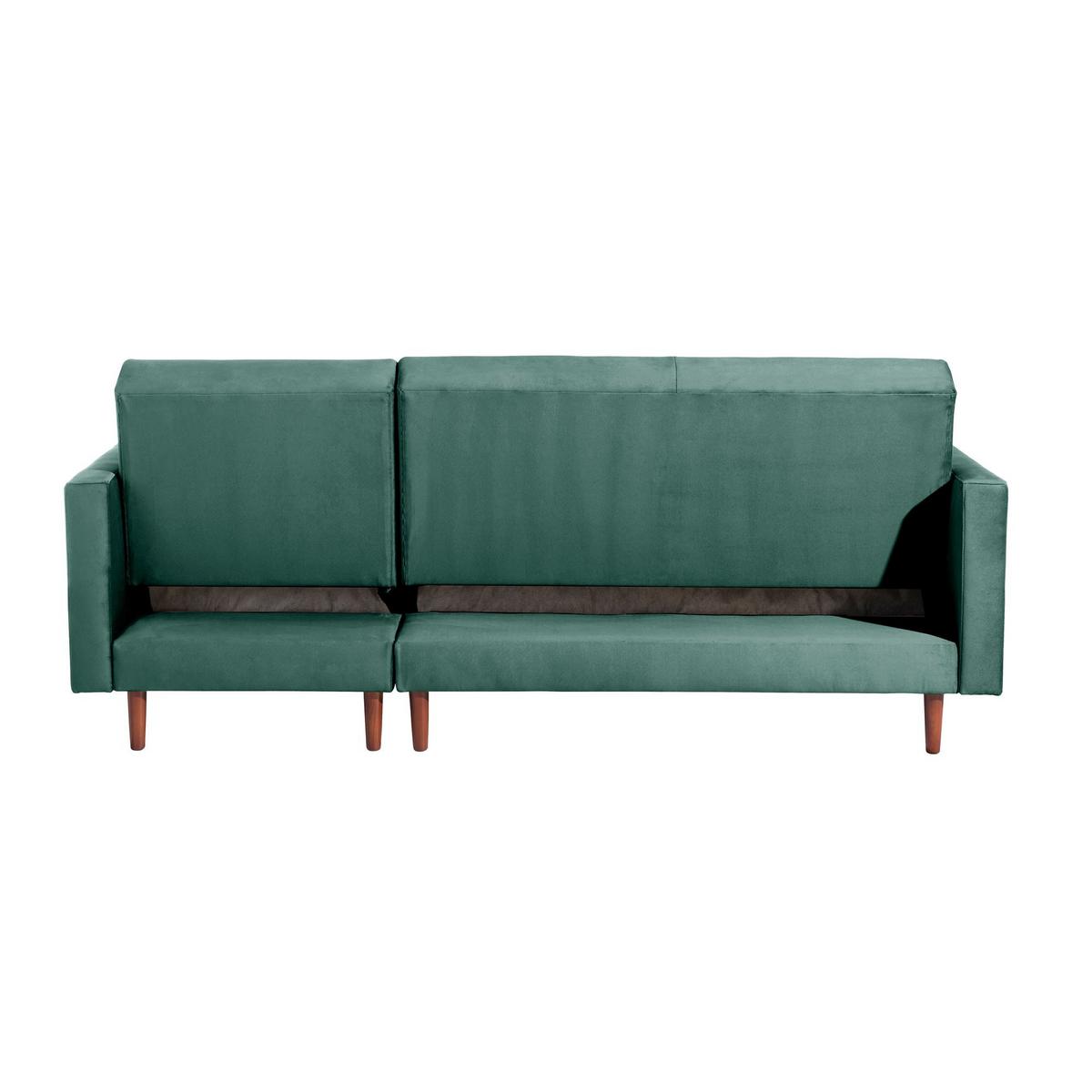 FUNKTIONSSOFA mit Hocker Katunia Samtvelours grün - Grün, Kunststoff (222/92/144cm) - 58aufmkessel