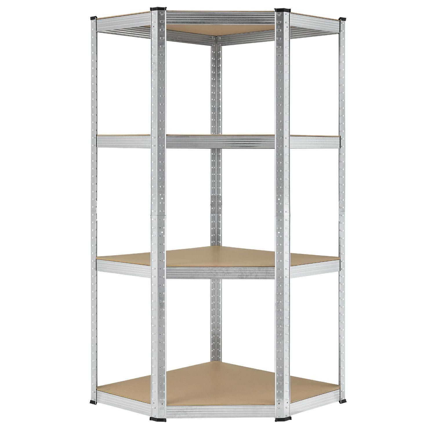 ECKREGAL Lagerregal Corner Easy verzinkt 160x75x75 cm - Silberfarben, Metall (80/160/40cm) - Juskys