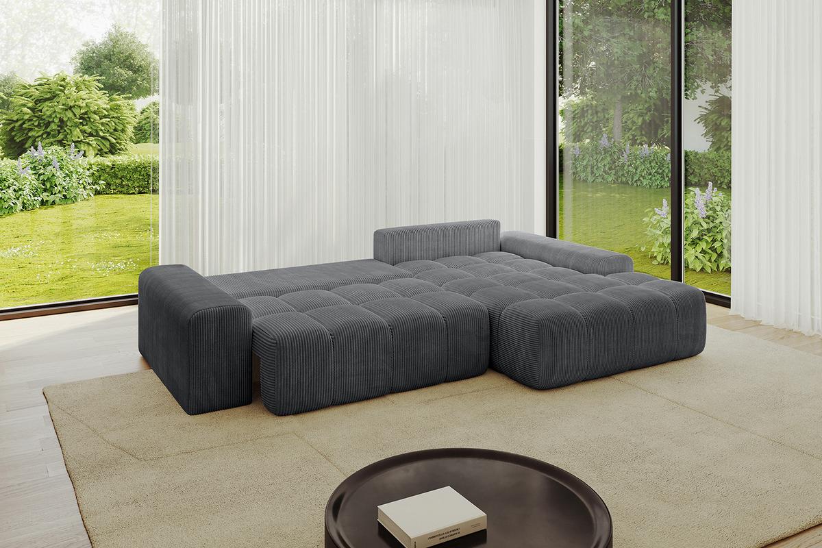 ECKSOFA Ottomane Rechts ENSI-L - 267x164x69 cm Dunkelgrau - Dunkelgrau, Holzwerkstoff/Kunststoff (164/267cm) - ALTDECOR