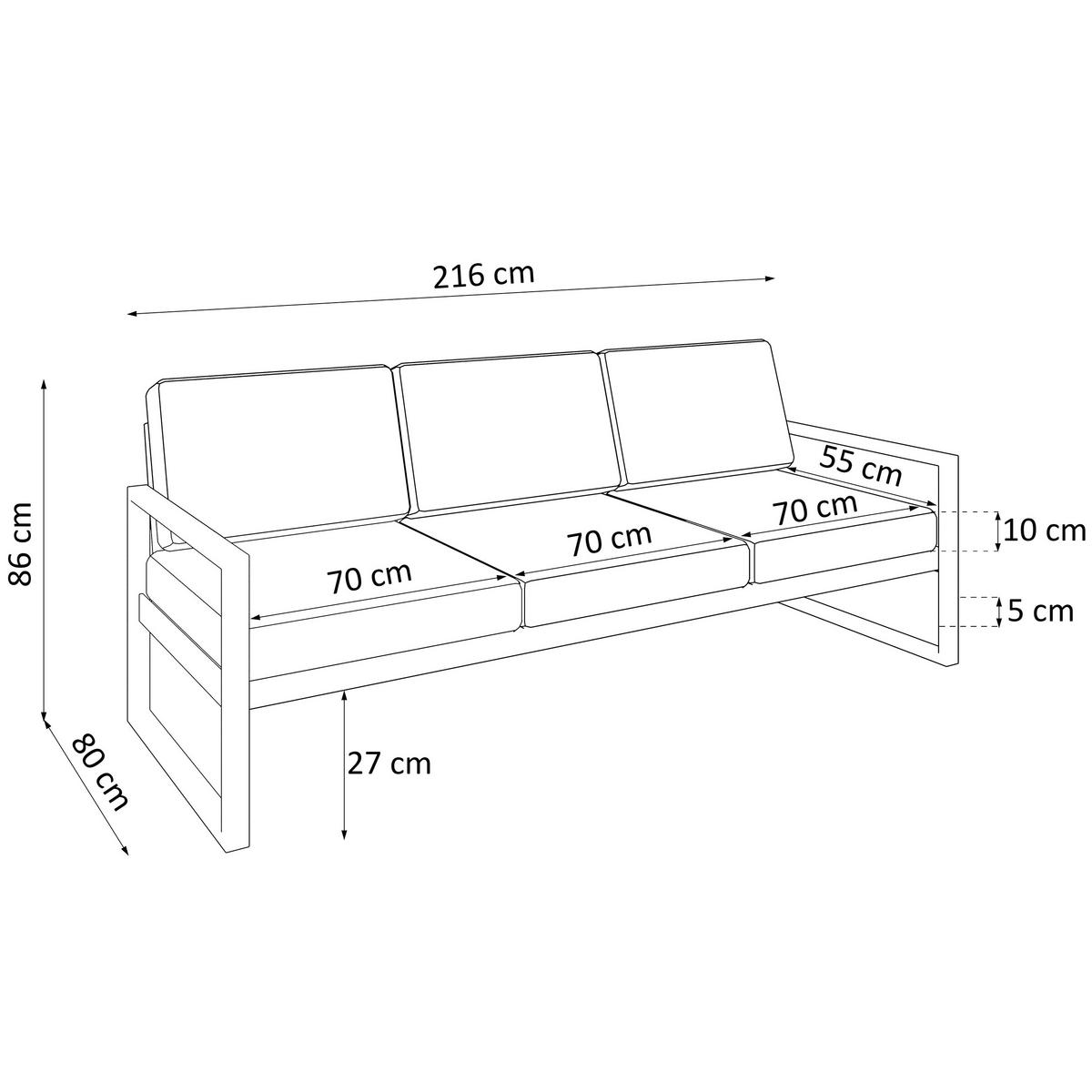 GARTENSET Stella mit Sofas und Sessel, mit Metallrahmen, Beige - Beige, Metall - Beautysofa