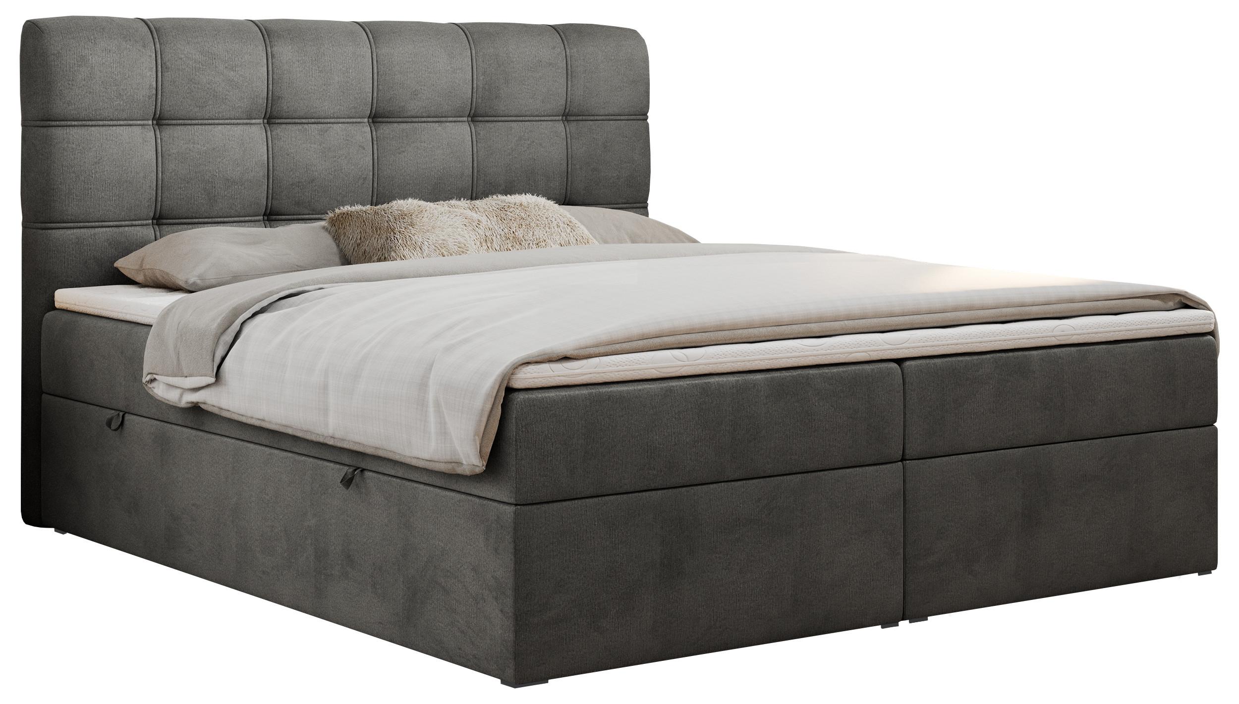 BOXBETT FAST 160/200 Dunkelgrau Velvet - H4 - Dunkelgrau, Holz/Textil (160/200cm) - MKS
