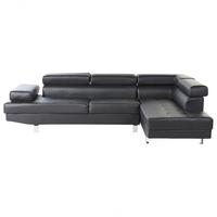ECKFSOFA 5-Sitzer Kunstleder Schwarz linksseitig Norrea - Silberfarben/Schwarz, Kunststoff (261/193cm) - Beliani