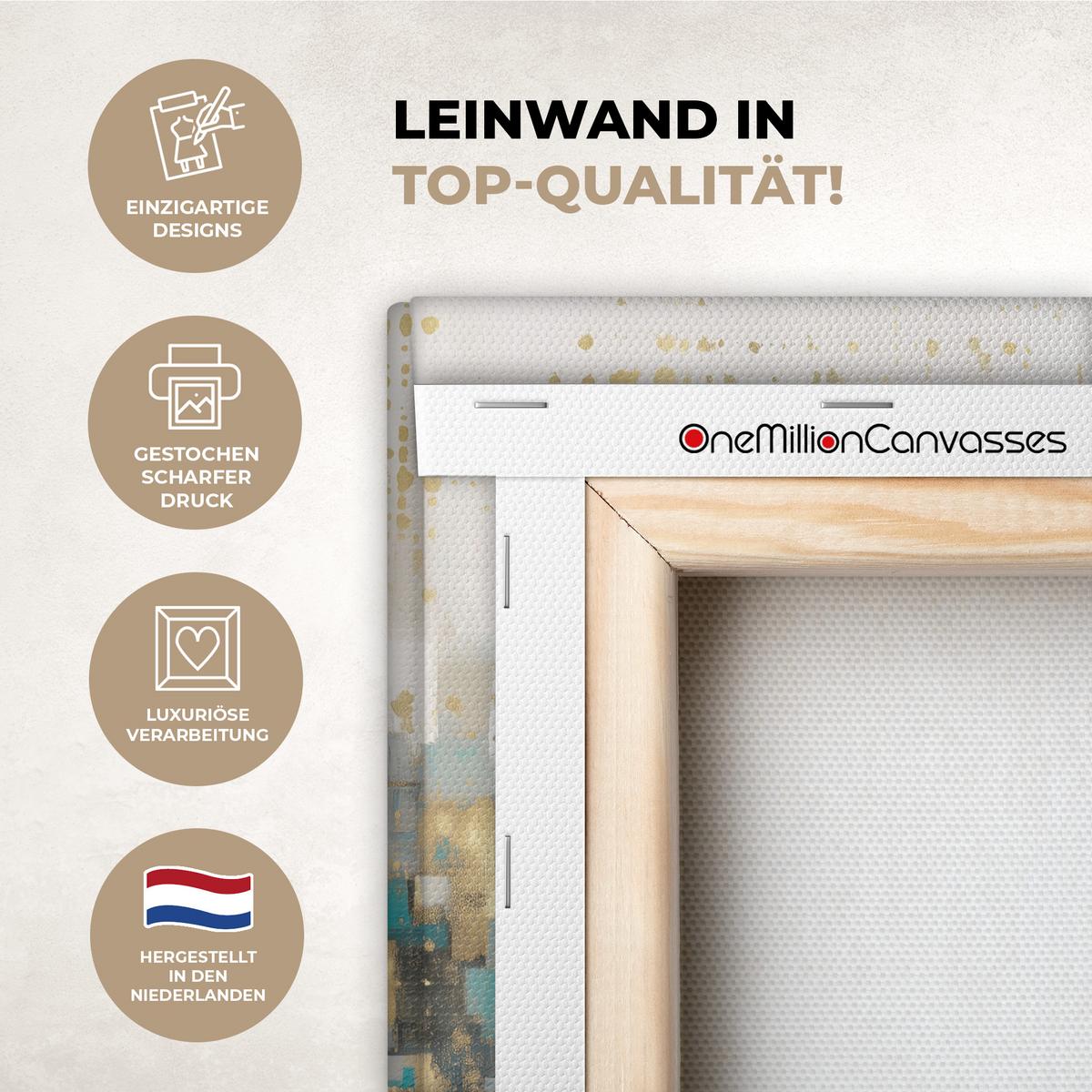 LEINWANDBILD Abstrakt - Blöcke - Gold - Skyline Deko Wohnzimmer 20x30 cm - Beige, Textil (20/30cm) - MuchoWow