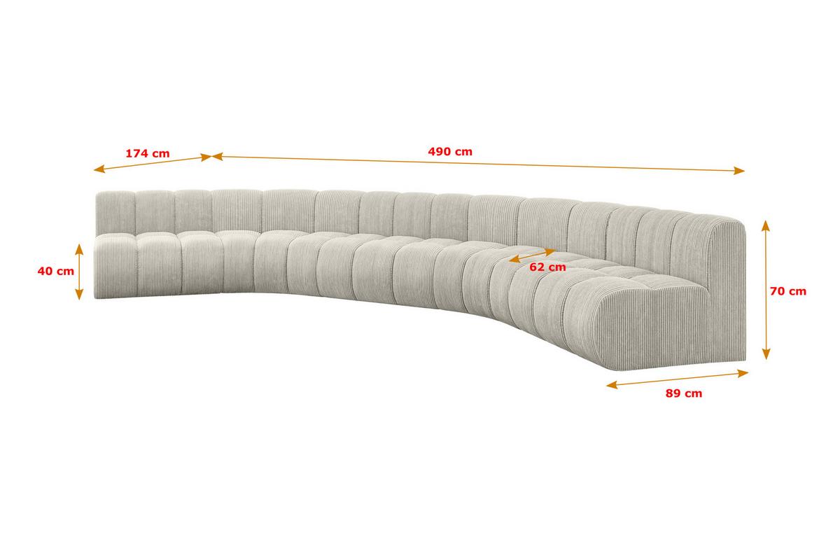WOHNLANDSCHAFT modulares Sofa Montra-U1 - 490x174x70 cm Creme - Hellgrau/Creme, Holzwerkstoff/Textil (490/70/174cm) - ALTDECOR