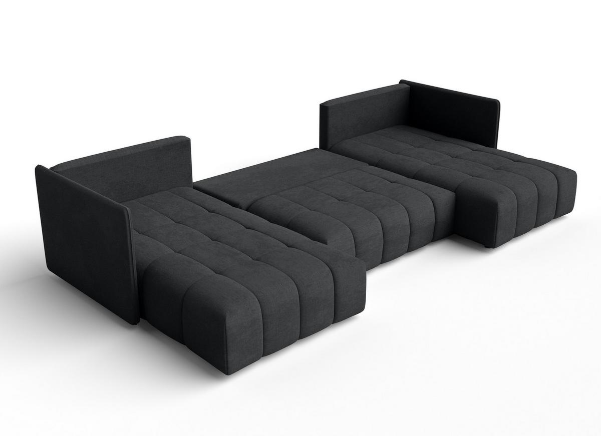 WOHNLANDSCHAFT Veliro U Dunkelgrau 353/180/83 cm mit Schlaffunktion und Bettkasten - Schwarz/Grau, Kunststoff/Textil (353/83/180cm) - AX Living