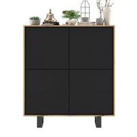 KOMMODE Apollo 4D Eiche wotan Schwarz Matt 113/127/35 cm - Schwarz, Holzwerkstoff/Metall (113/127/35cm) - Meble Lindner