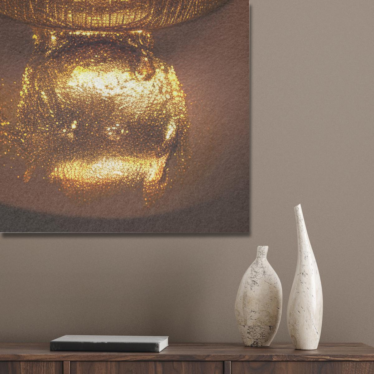 AKUSTIKBILD Frau - Gold - Luxus - Porträt Akustikpaneele 90x90 cm - Goldfarben, Kunststoff (90/90/0.9cm) - MuchoWow