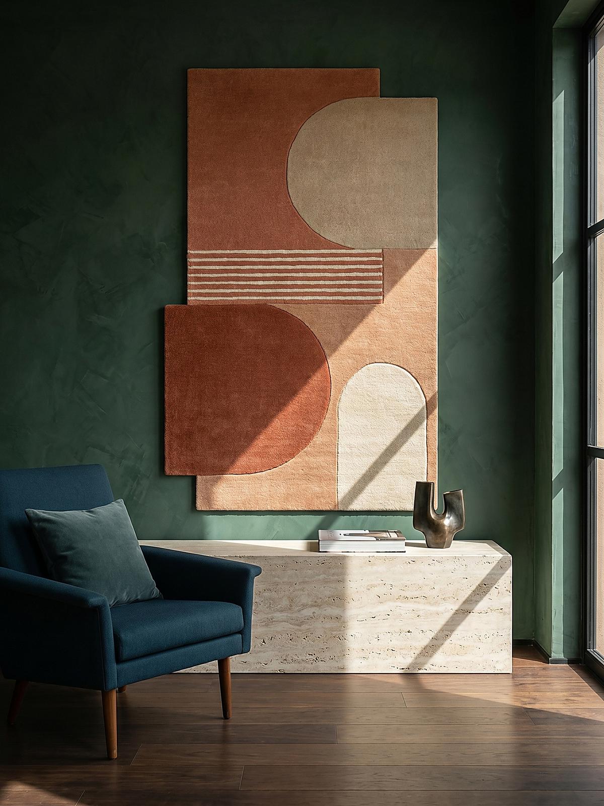 WOLLTEPPICH HALLEIN, abstrakt, aus Wolle, Terrakotta, 120 x 180 cm - Orange, Textil (180/120cm) - KADIMA DESIGN