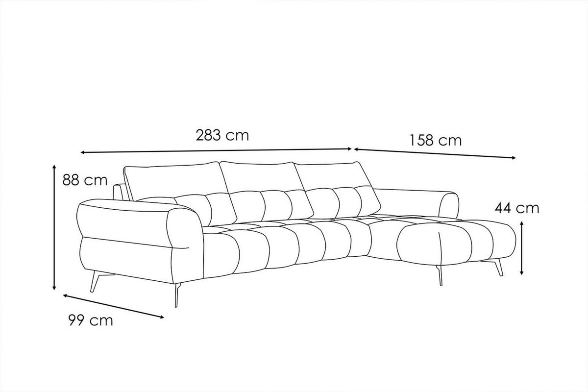 ECKSOFA SALVINI 4-Sitzer, hellgrau - Hellgrau/Schwarz, Holzwerkstoff/Textil (292/158cm) - Wozimo