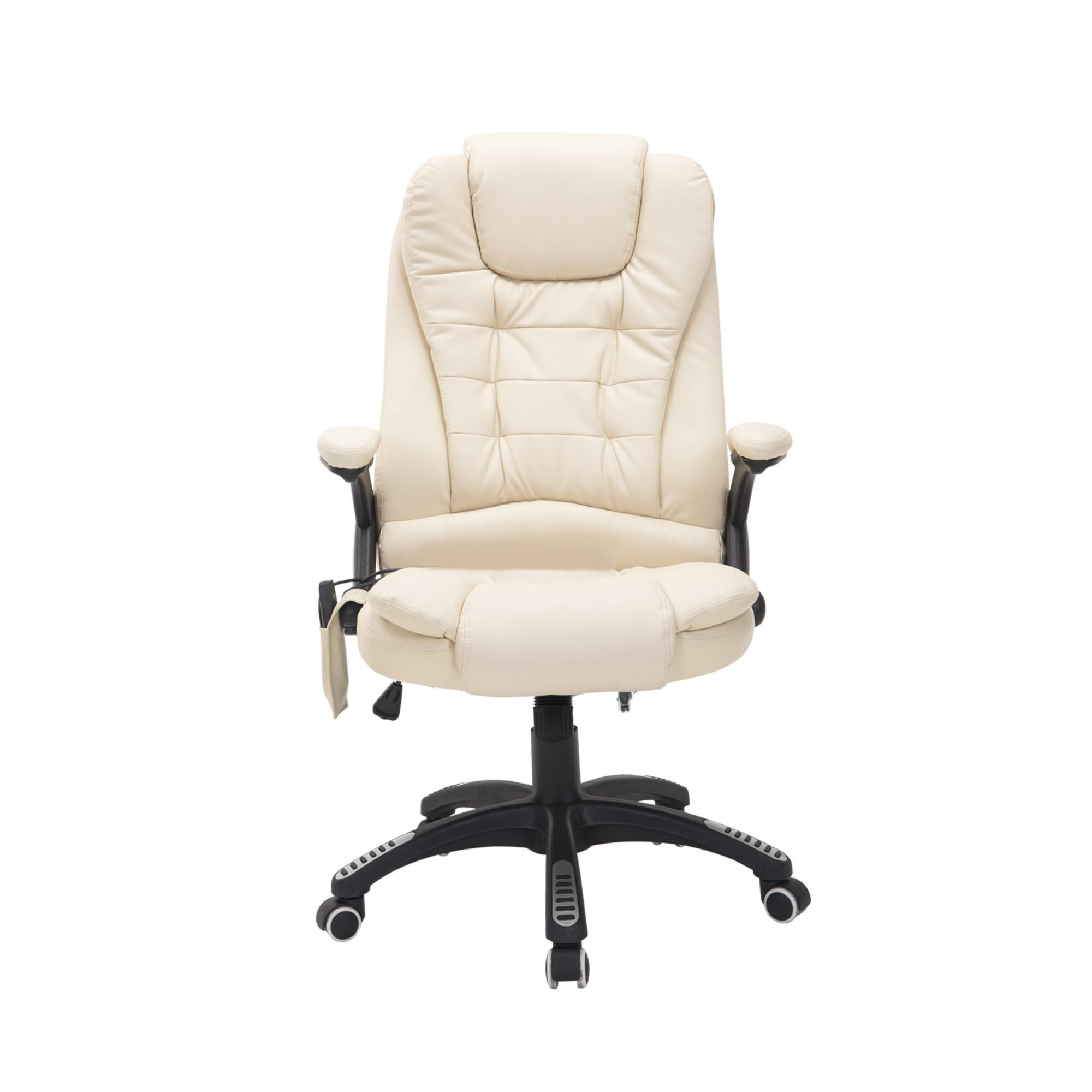MASSAGESESSEL Bürostuhl Drehstuhl mit Wärmefunktion Chefsessel Bürosessel - Schwarz/Weiß, Kunststoff (68/121/62cm) - HOMCOM
