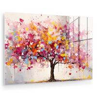 ACRYLGLASBILD Aquarell - Baum - Kunst - Abstrakt Wanddeko 60x40 cm - Multicolor, Glas (60/40cm) - MuchoWow