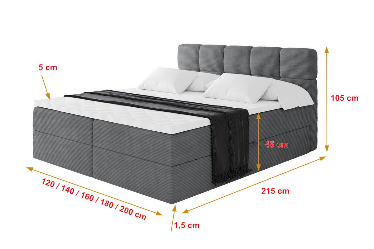 BOXBETT mit Matratze H3 - FAMA - 120x200 cm Dunkelgrau Poso - Taupe, Holzwerkstoff (120/200cm) - ALTDECOR