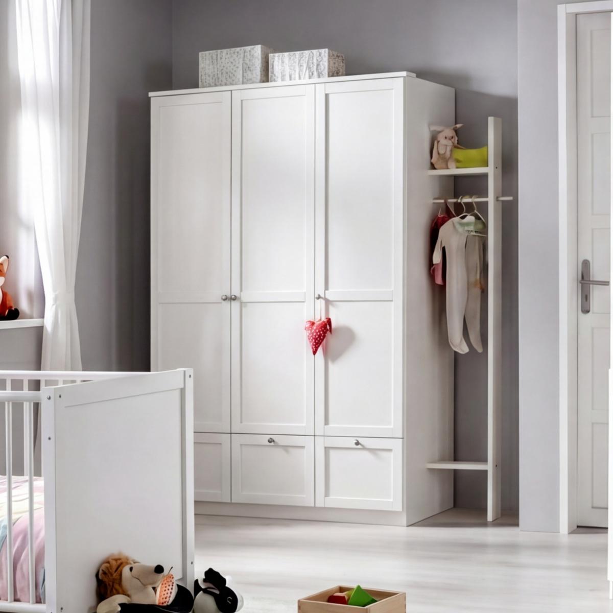 GARDEROBE B32/H179/T12 cm, passend zum Babyzimmer Landhausstil Weiß (22800-22804) / 22800-06 - Weiß, Holzwerkstoff/Metall (32/179/12cm) - luma-home