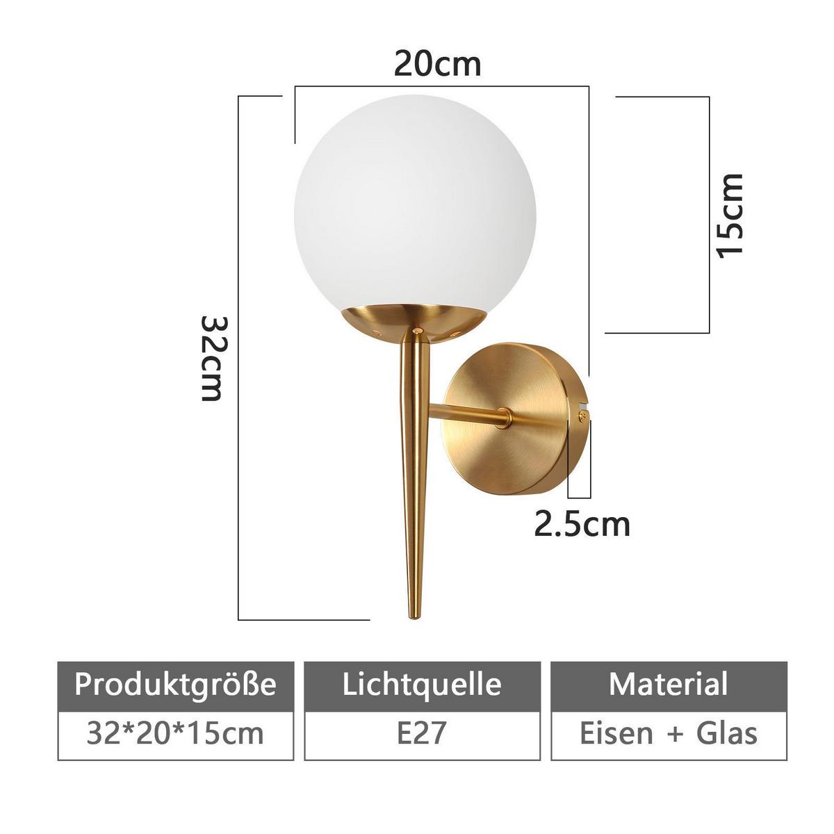 WANDLEUCHTE Maser - Goldfarben, Metall (32/15/20cm) - Nettlife