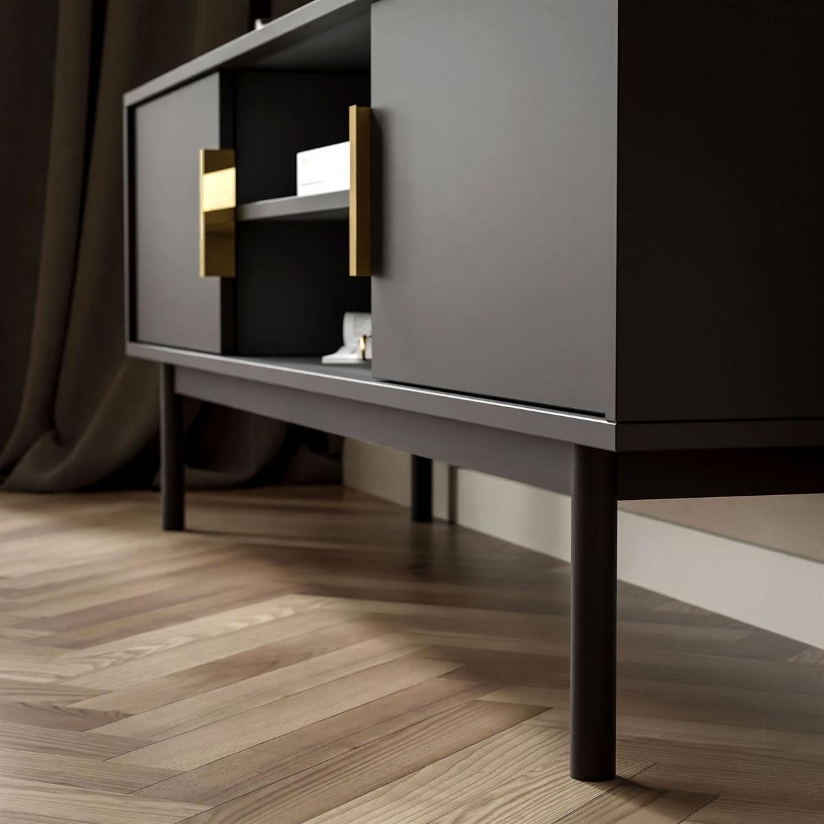 TV-ELEMENT MIRACLE zweitrürig Schwarz - Schwarz, Holzwerkstoff (154/53/39cm) - Lookway
