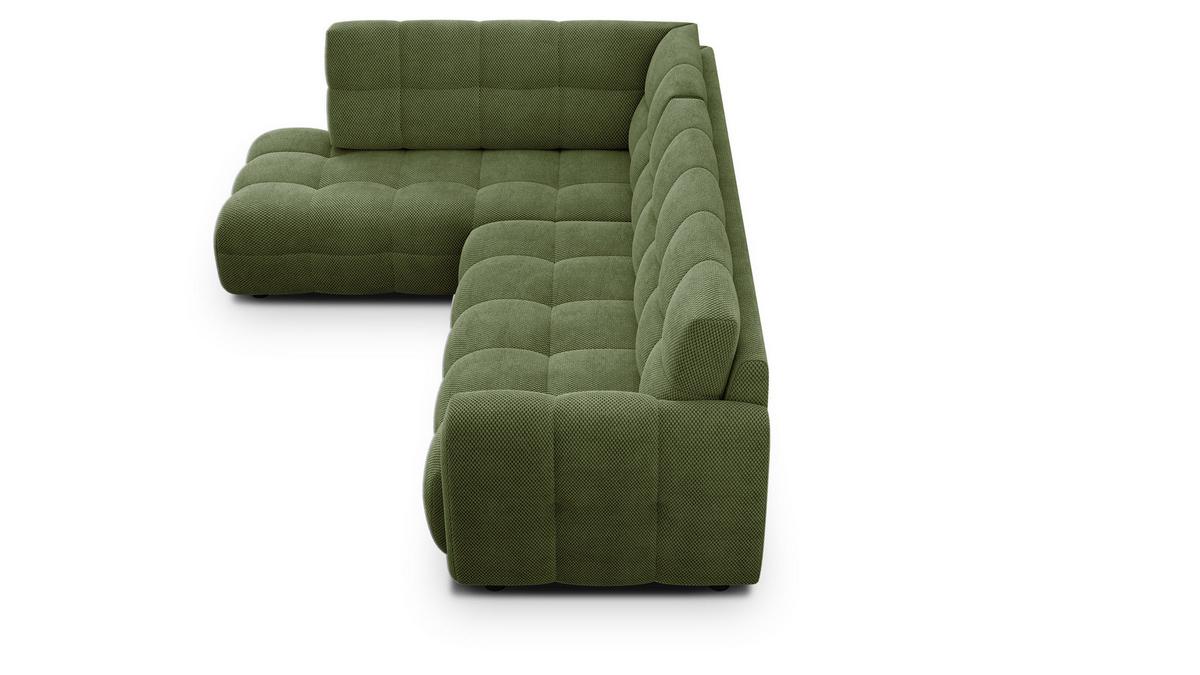 ECKSOFA MELLOW 5-Sitzer, olive - Schwarz/Grün, Holz/Textil (283/191cm) - Wozimo