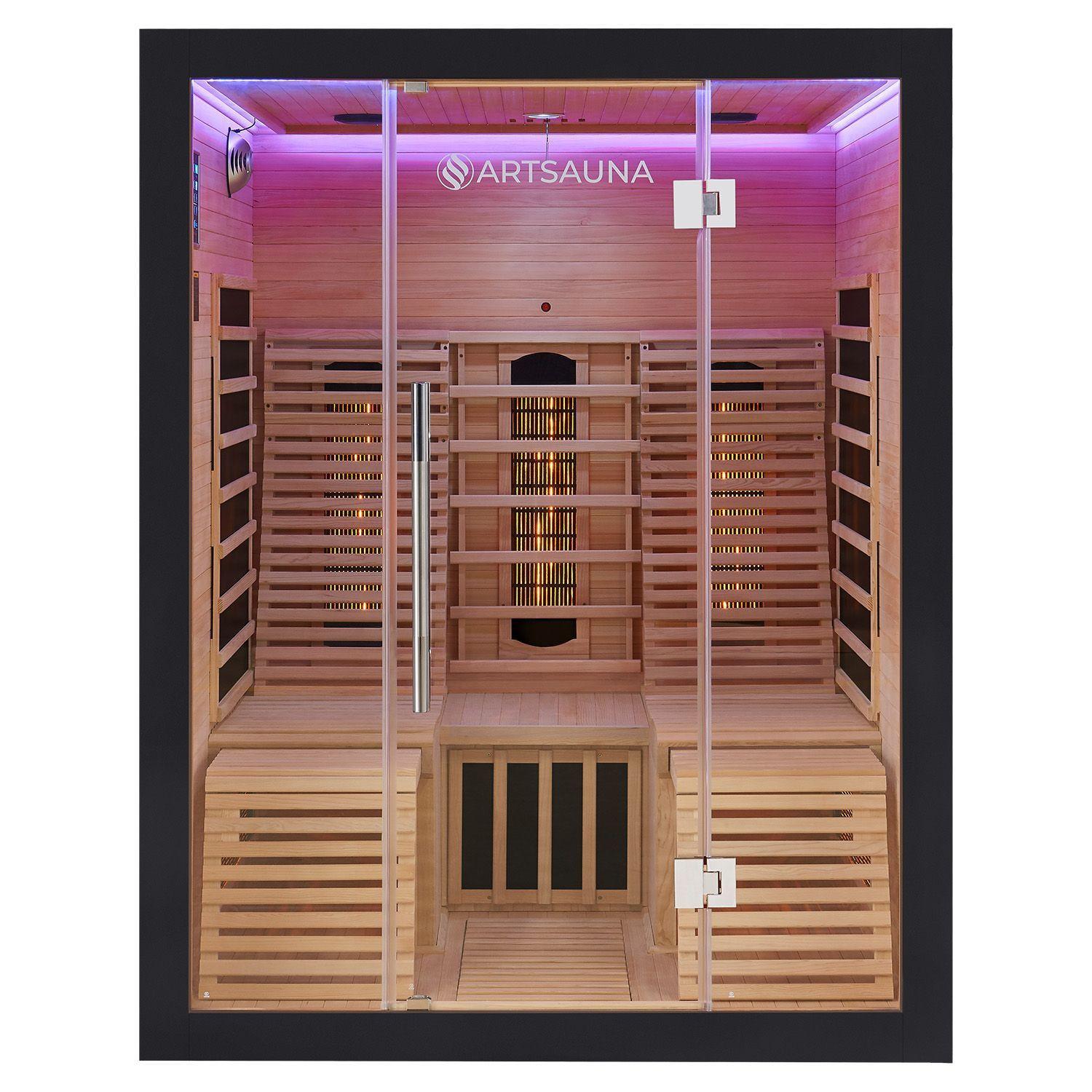 INFRAROTKABINE Helsinki 150 schwarz mit Dual Technologie & LED - Schwarz, Holz (150/190/150cm) - Artsauna