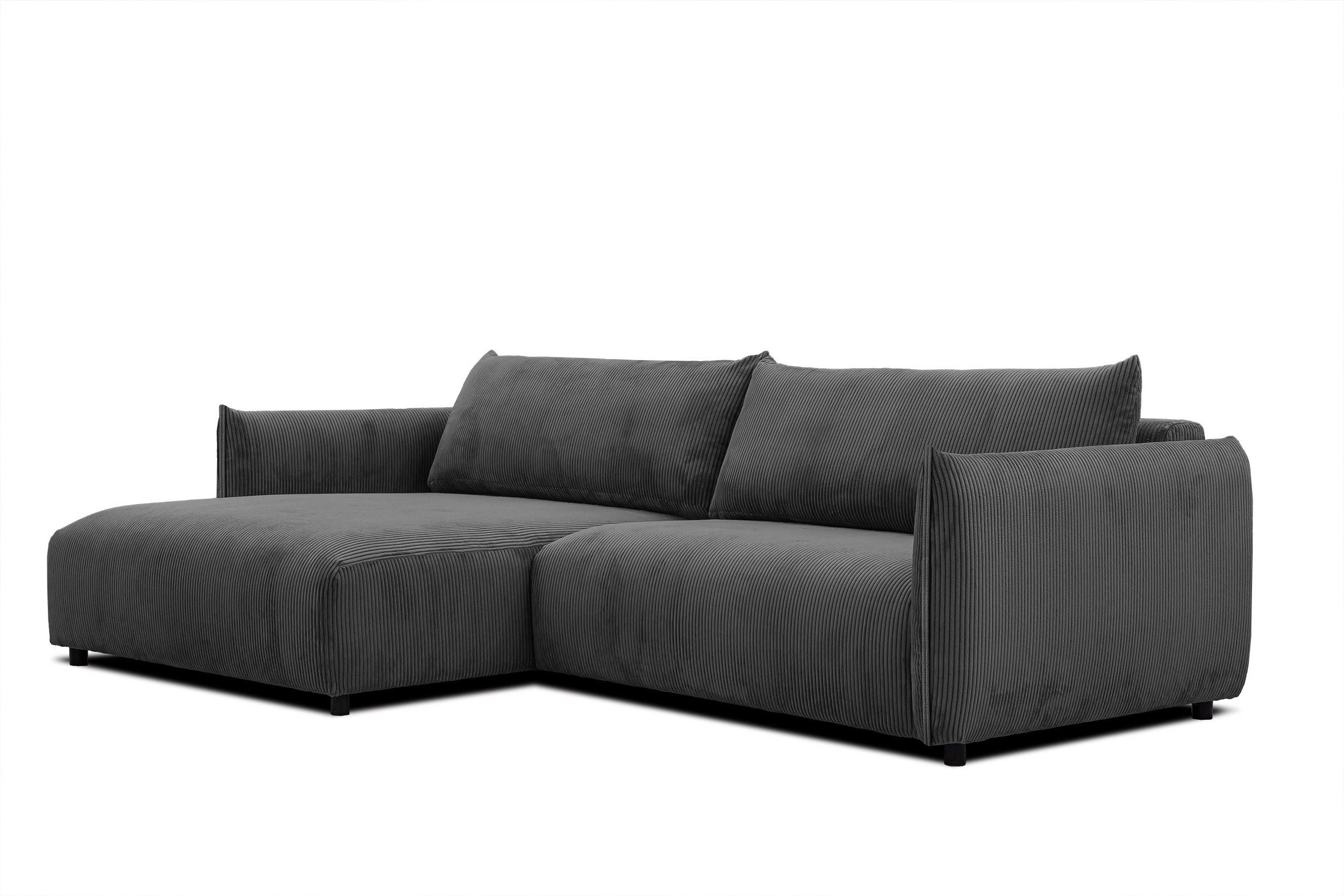 ECKSOFA TAUER 5-Sitzer, dunkelgrau - Dunkelgrau/Schwarz, Holzwerkstoff/Kunststoff (174/292cm) - Wozimo