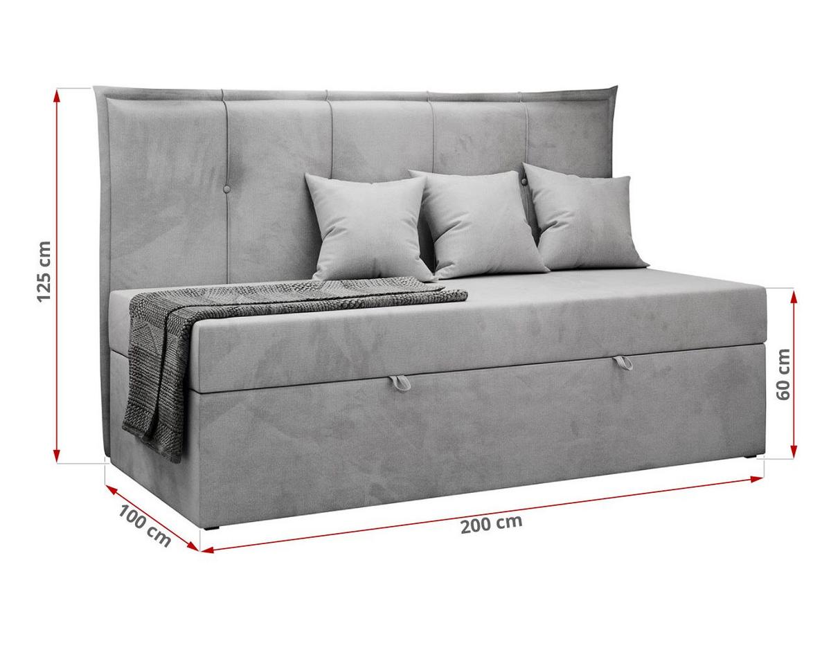 BOXBETT BANCO 90/200 Hellgrau Velvet hydrophob - H3 - Hellgrau, Holz/Textil (90/200cm) - MKS