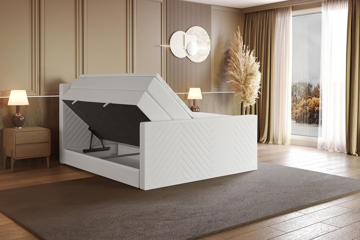 BOXSPRINGBETT mit Matratze und Lattenrost - VEXA-Z KING-120x200 - Weiß Kunstleder - Weiß, Holzwerkstoff (120/200cm) - ALTDECOR