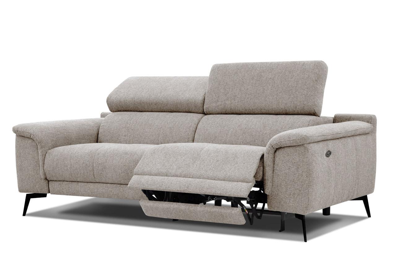 RELAXSOFA FIERO 3-Sitzer mit 1 Relaxfunktion, taupe - Taupe/Schwarz, Holzwerkstoff/Textil (212/82/103cm) - Wozimo