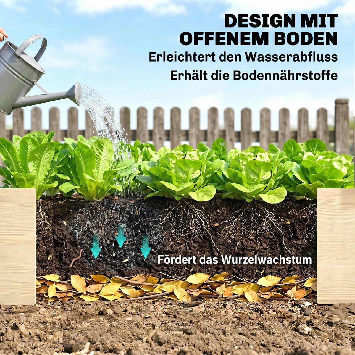 GARTENBEET, Naturfarben - Naturfarben, Holz (61.5/27/244cm) - Outsunny