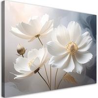 LEINWANDBILD, Zarte weiße Pflanzenblumen - Weiß, Textil (45/30cm) - Feeby