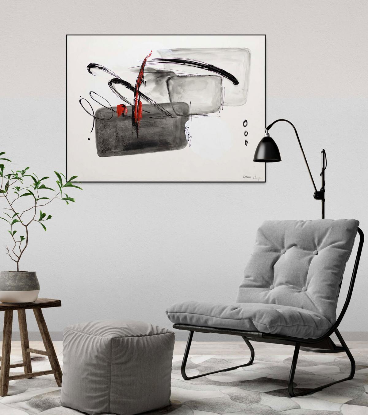 ACRYLBILD HANDGEMALT 100/75 cm - Grau, Holz/Textil (100/75cm) - KUNSTLOFT