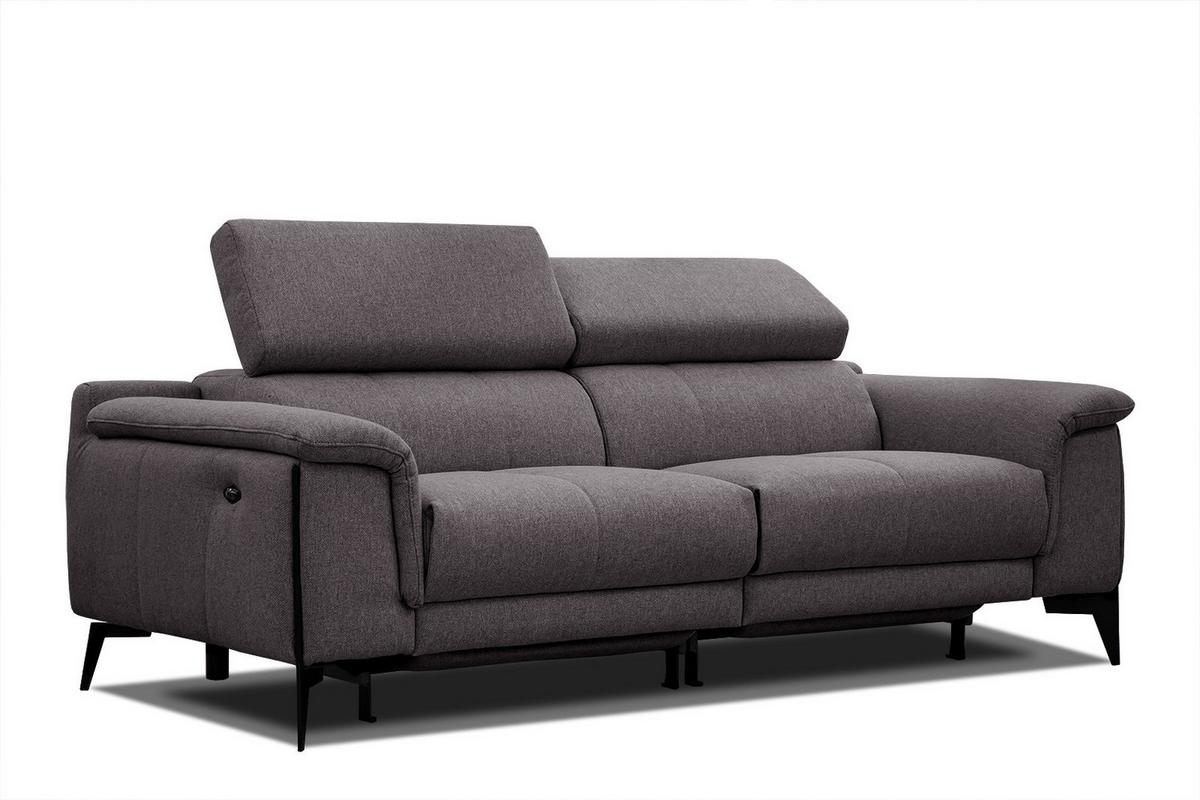 RELAXSOFA MATERA 3-Sitzer mit 2 Relaxfunktionen, graphitfarben - Graphitfarben/Schwarz, Holzwerkstoff/Textil (212/82/103cm) - Wozimo