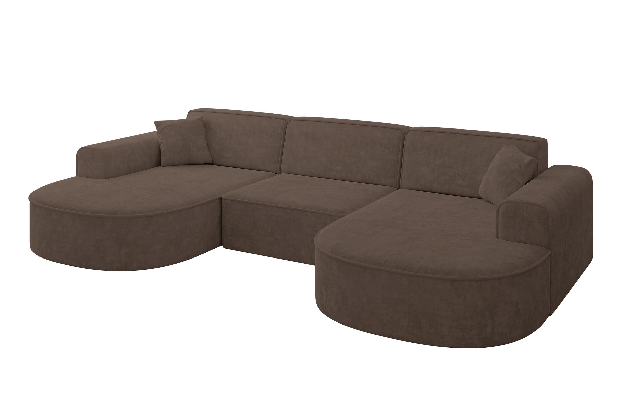 WOHNLANDSCHAFT MARI-U1 - 303x171x79 cm Braun Velours - Schwarz/Braun, Holzwerkstoff/Kunststoff (303/79/171cm) - ALTDECOR