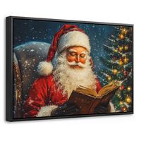 LEINWAND Bilder mit Rahmen - Weihnachtsmann - Weihnachten - Winter - Weihnachtsbaum - 60x40 - Bordeaux, Textil (60/40cm) - MuchoWow