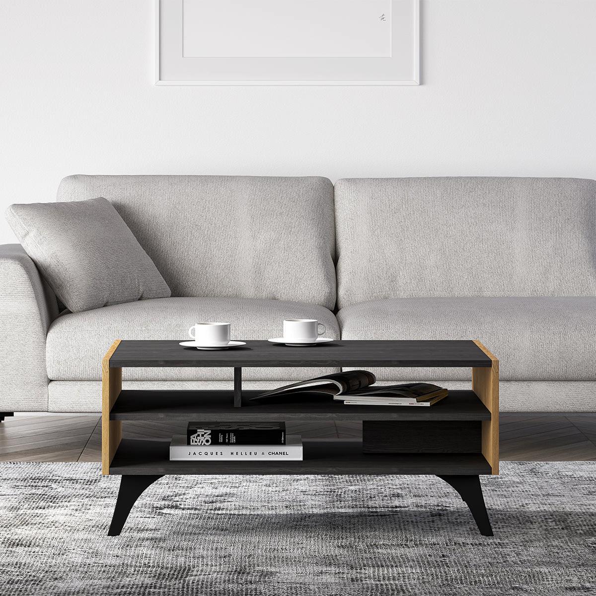 COUCHTISCH Soah Holz und Schwarz - Schwarz, Holzwerkstoff (60/90/40cm) - Petits-meubles
