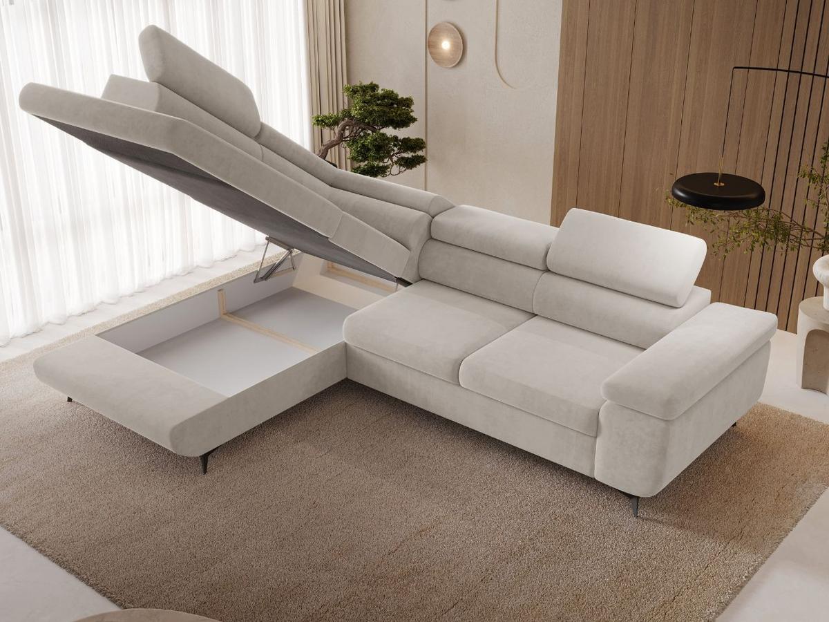 ECKSOFA Argon Ecru Rechts - Ecru/Beige, Holz/Textil (190/255cm) - Graingold