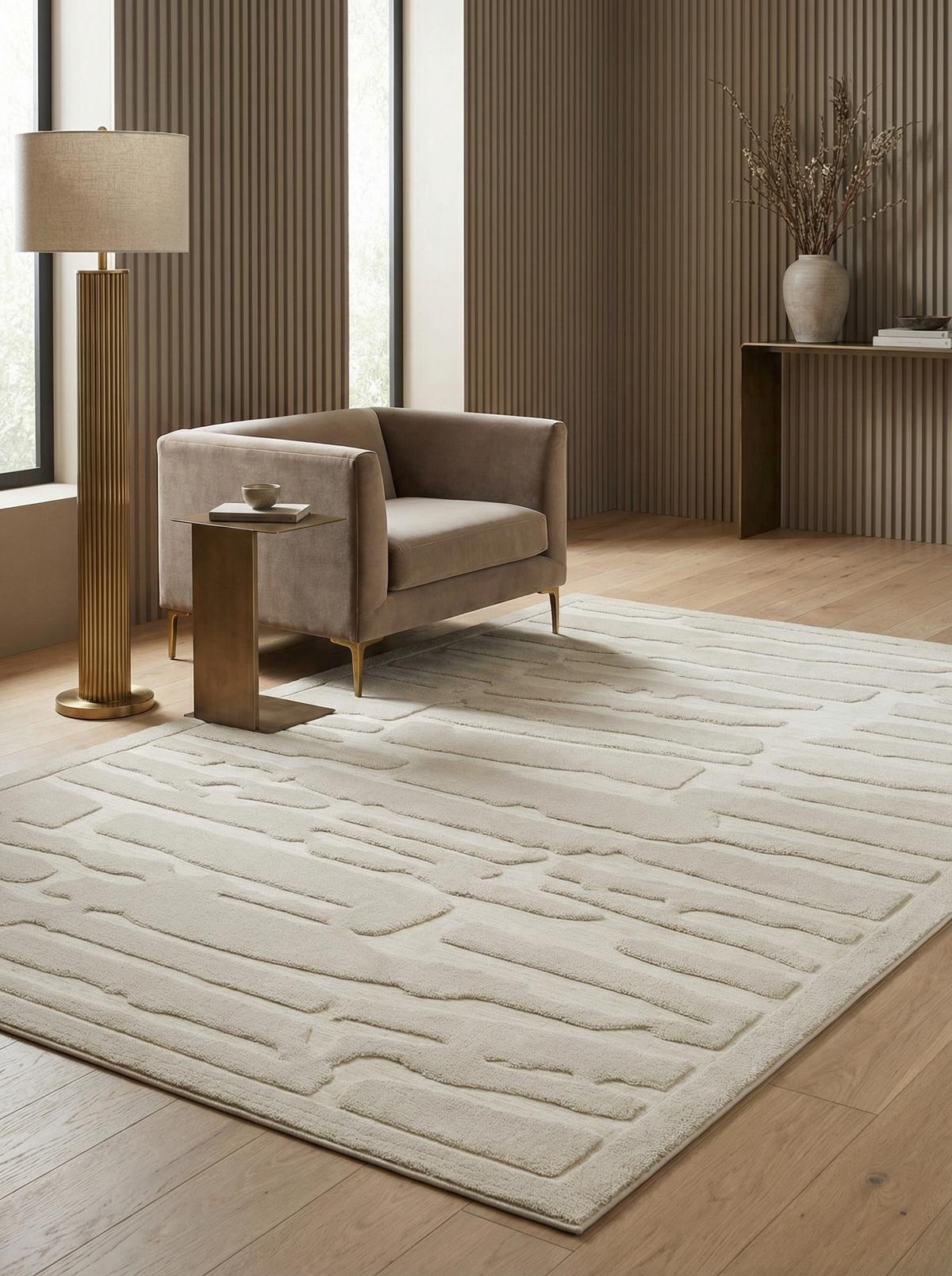 TEPPICH EDEN-Kirkby, abstrakt, Elfenbein, 120 x 170 cm - Champagner, Textil (170/120cm) - KADIMA DESIGN
