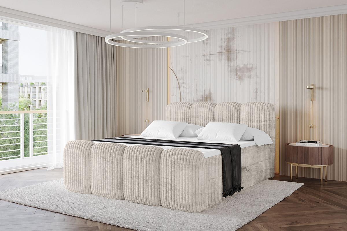 BOXBETT mit Matratze H4 und Lattenrost - NINA-Z - 200x200 cm - Creme - Creme, Holzwerkstoff (200/200cm)