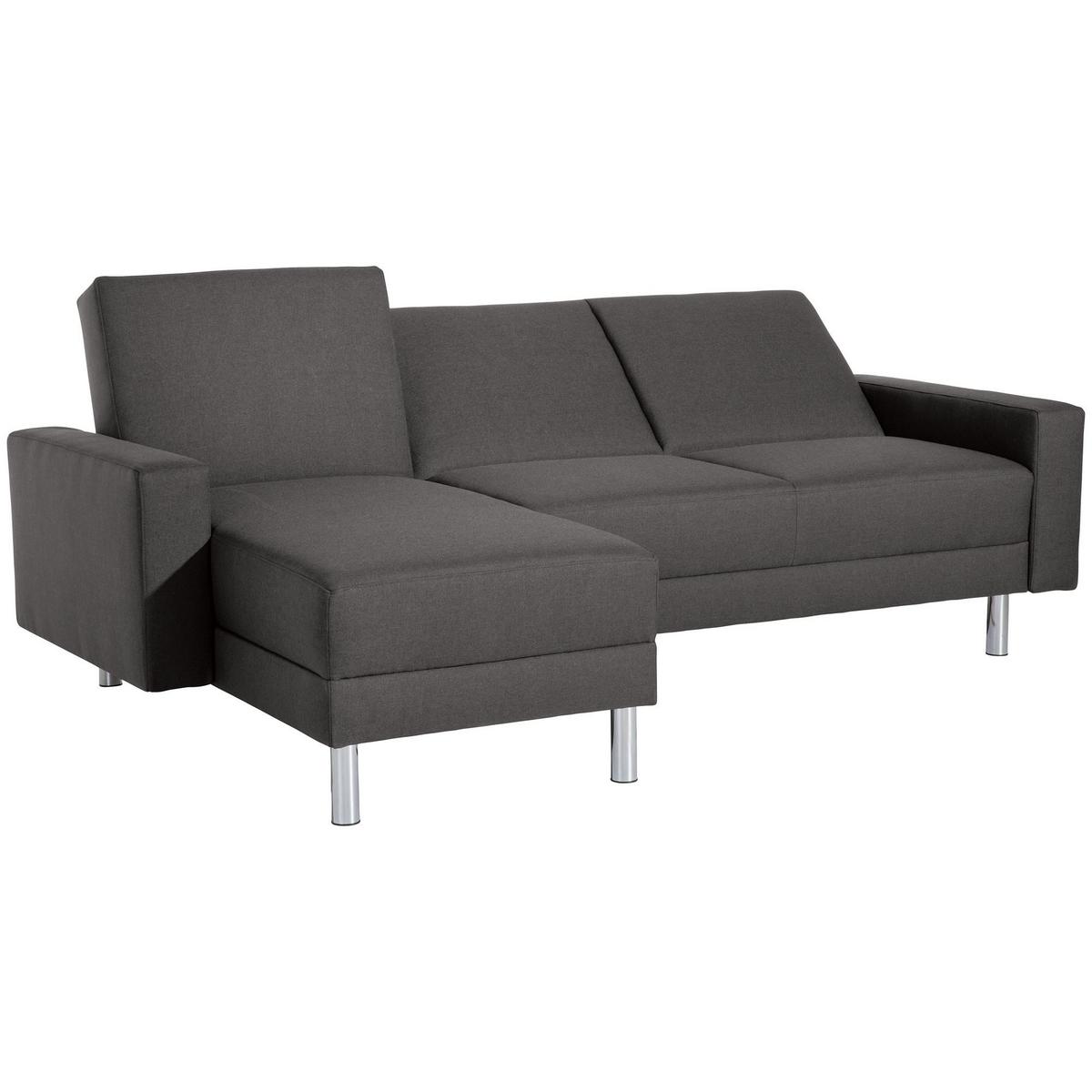 FUNKTIONSSOFA mit Hocker Katryna Flachgewebe anthrazit - Anthrazit, Kunststoff (144/92/230cm) - 58aufmkessel