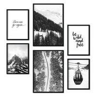 POSTER Set Mit 6 Schwarzweiß Berg Wandbild A3 & A4 Rahmenlos - Klar, Papier (29/3cm) - Nacnic
