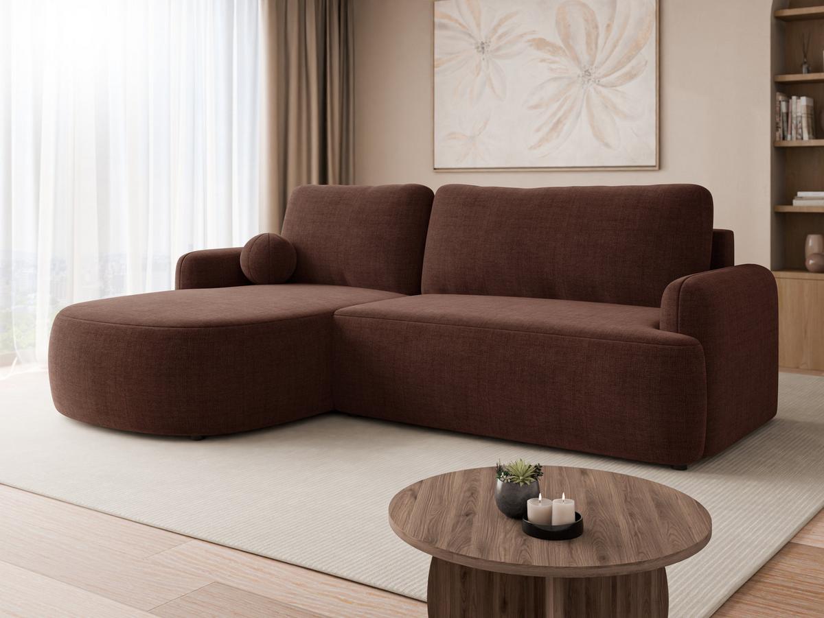 ECKSOFA Loridu Premium, Seite: Links - Nussbaumfarben/Schwarz, Holz/Kunststoff (250/174cm) - MIRJAN24