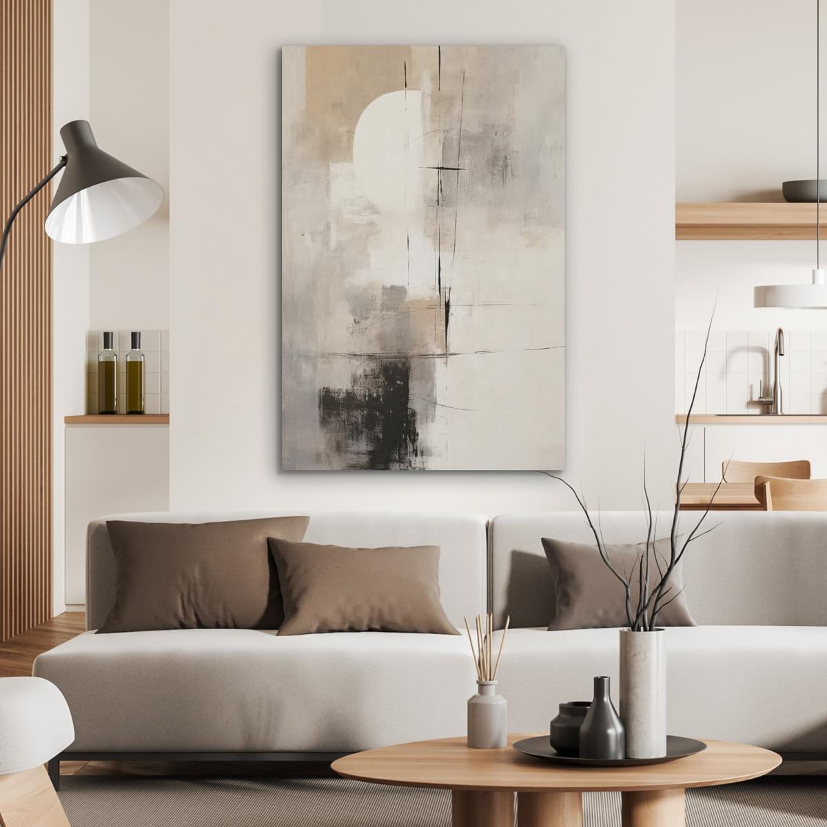 AKUSTIKBILD Abstrakt - Kunst - Grau Wanddeko 70x100 cm - Hellgrau, Kunststoff (70/100/0.9cm) - MuchoWow