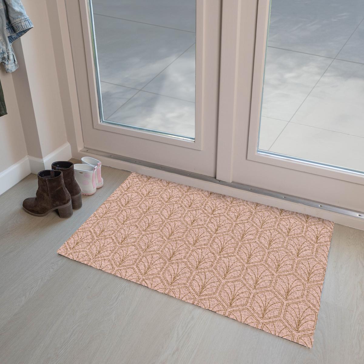 FUSSMATTE Lachsrosa - Muster - Geometrisch Schmutzfangmatte 90x60 cm - Altrosa, Kunststoff (90/0.4cm) - MuchoWow