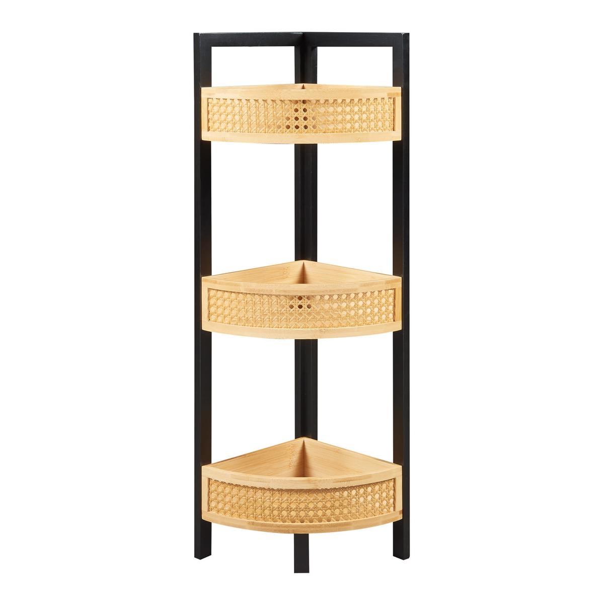 ECKREGAL Tervola - Schwarz/Naturfarben, Holz/Holzwerkstoff (23/80/23cm) - [en.casa]